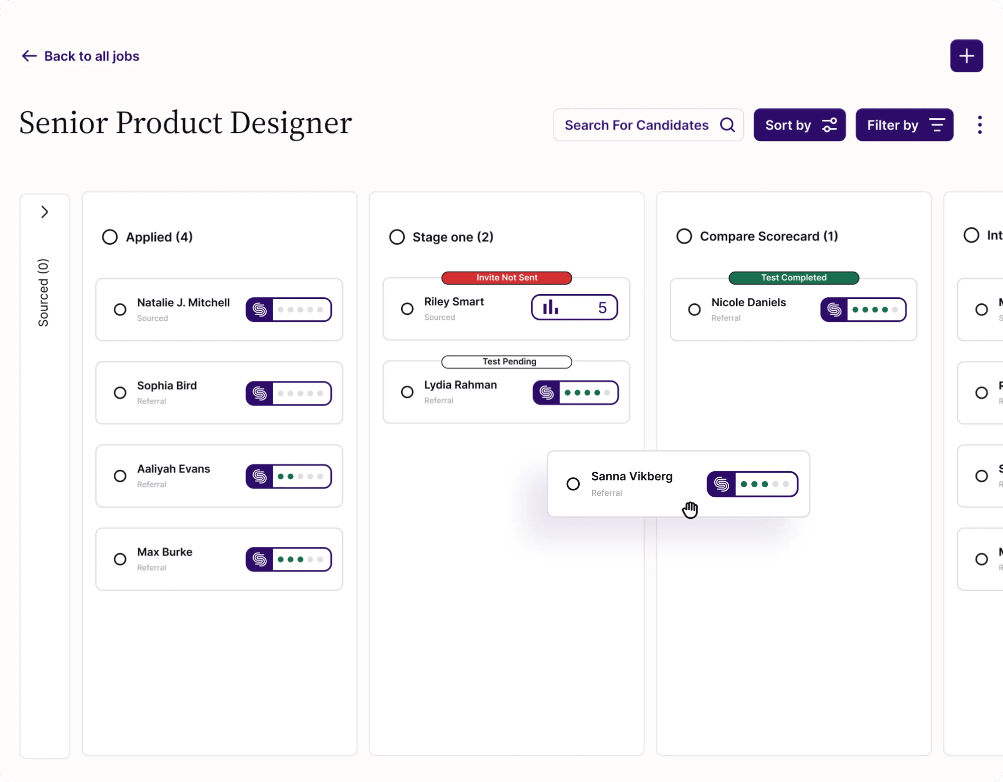 Simployer Rekruttering Kanban Board